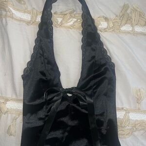 Elegant Black Lace Halter Top